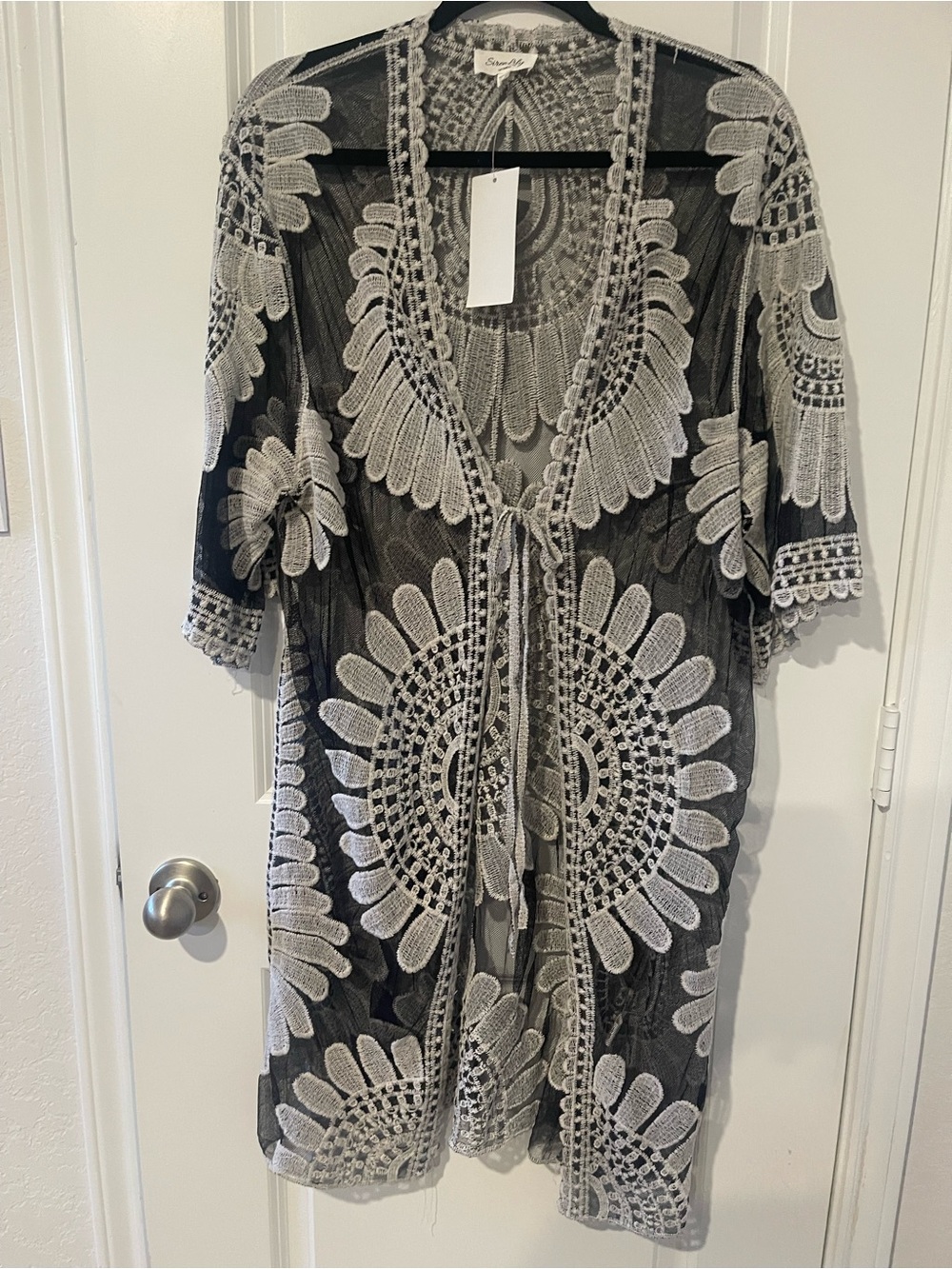 Siren Lily Black & White Lace Crochet Swim Coverup
